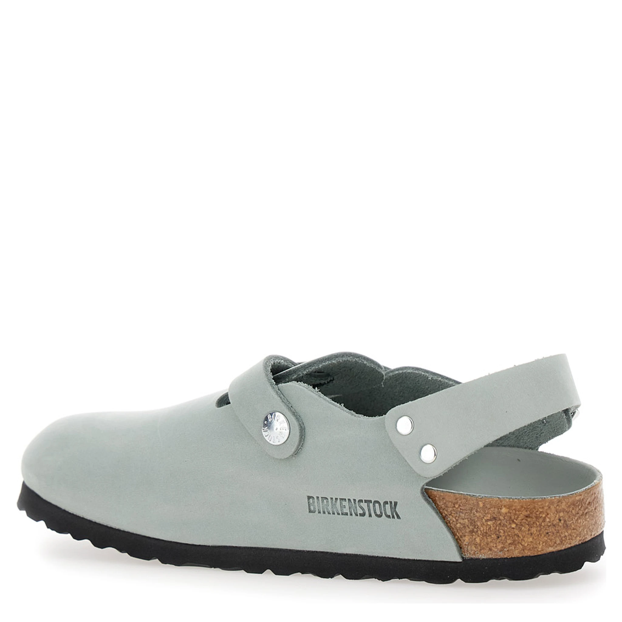 Tokio Light Blue Mules with Buckles on the Front and Back in Leather Woman