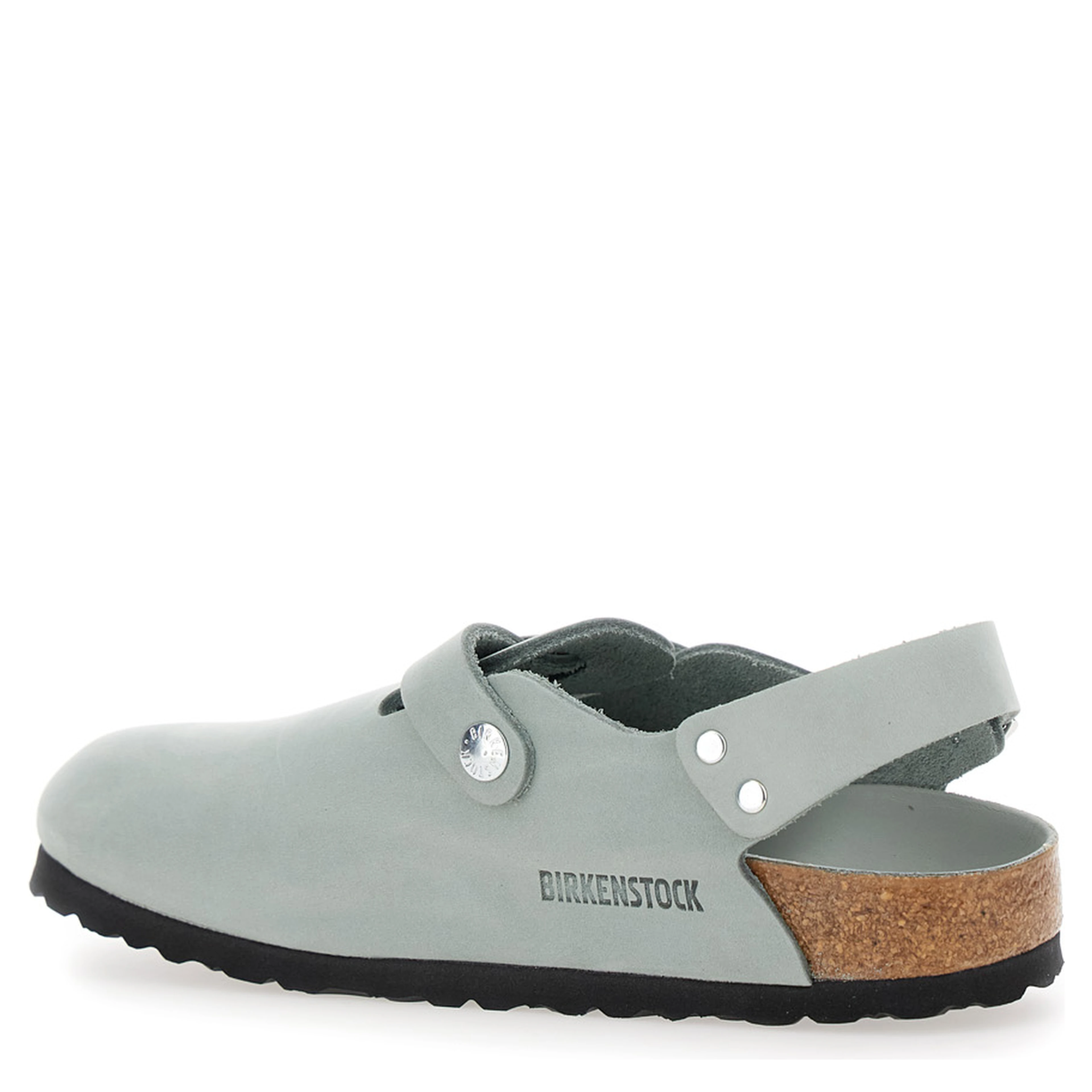 Tokio Light Blue Mules with Buckles on the Front and Back in Leather Woman