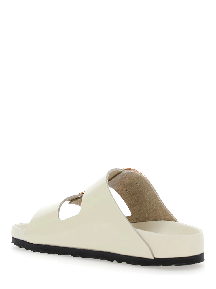 Arizona White Sandals with Embossed Logo on the Buckle and Open Toe in Leather Woman alternative