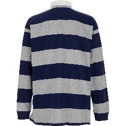 "Big Fit" Multicolor Polo Shirt with Classic Collar and All-Over Striped Motif in Cotton Man