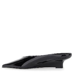 Sharp Black Wedge Mules in Patent Leather Woman