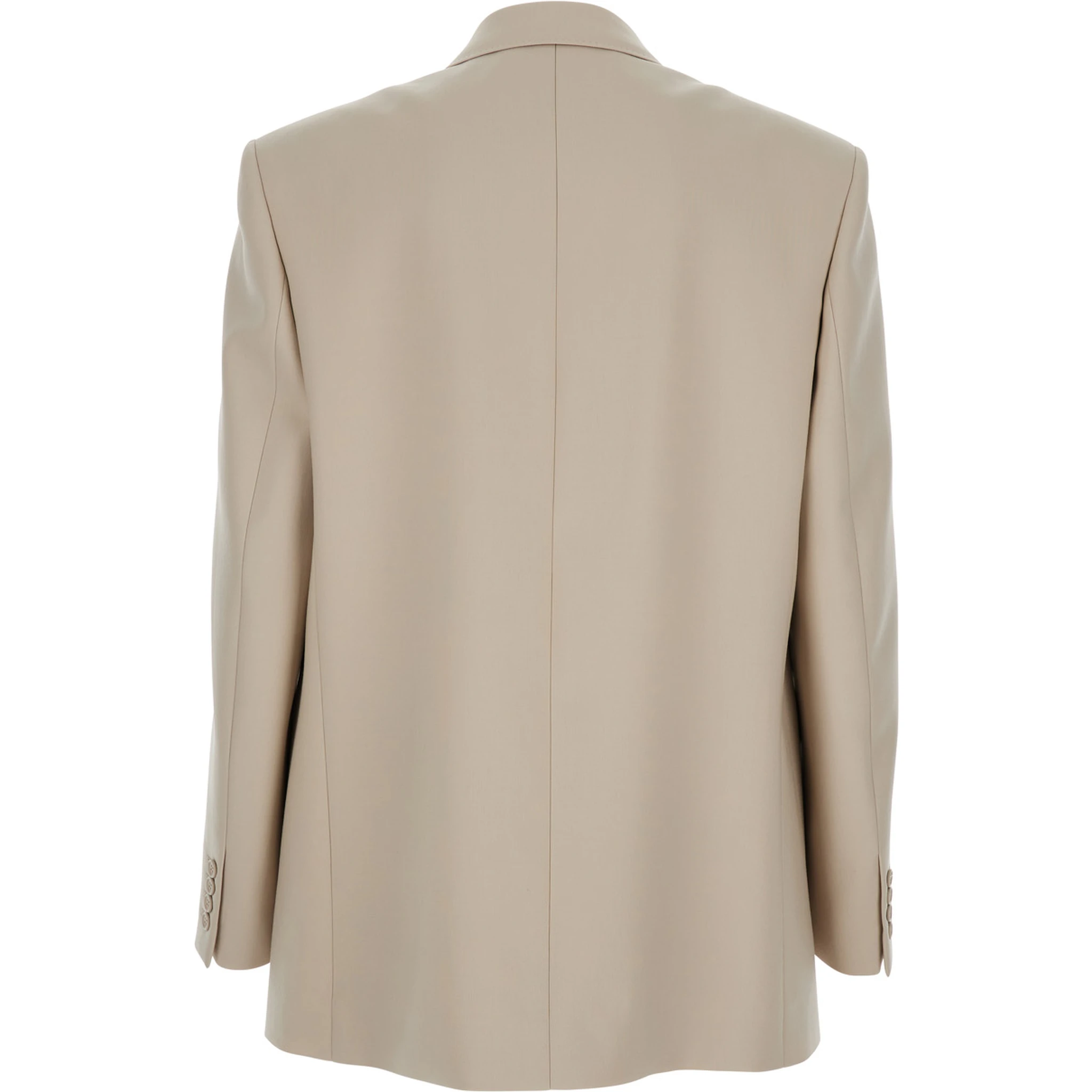 Beige Double-Breasted Jacket with Peak Revers in Wool Man