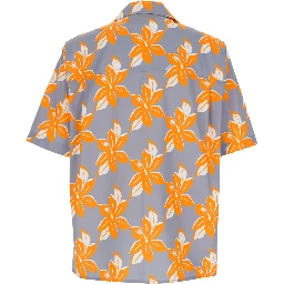 قميص بولينغ متعدد الألوان بياقة كوبية وطبعة زهور كاملة من القطن للرجال