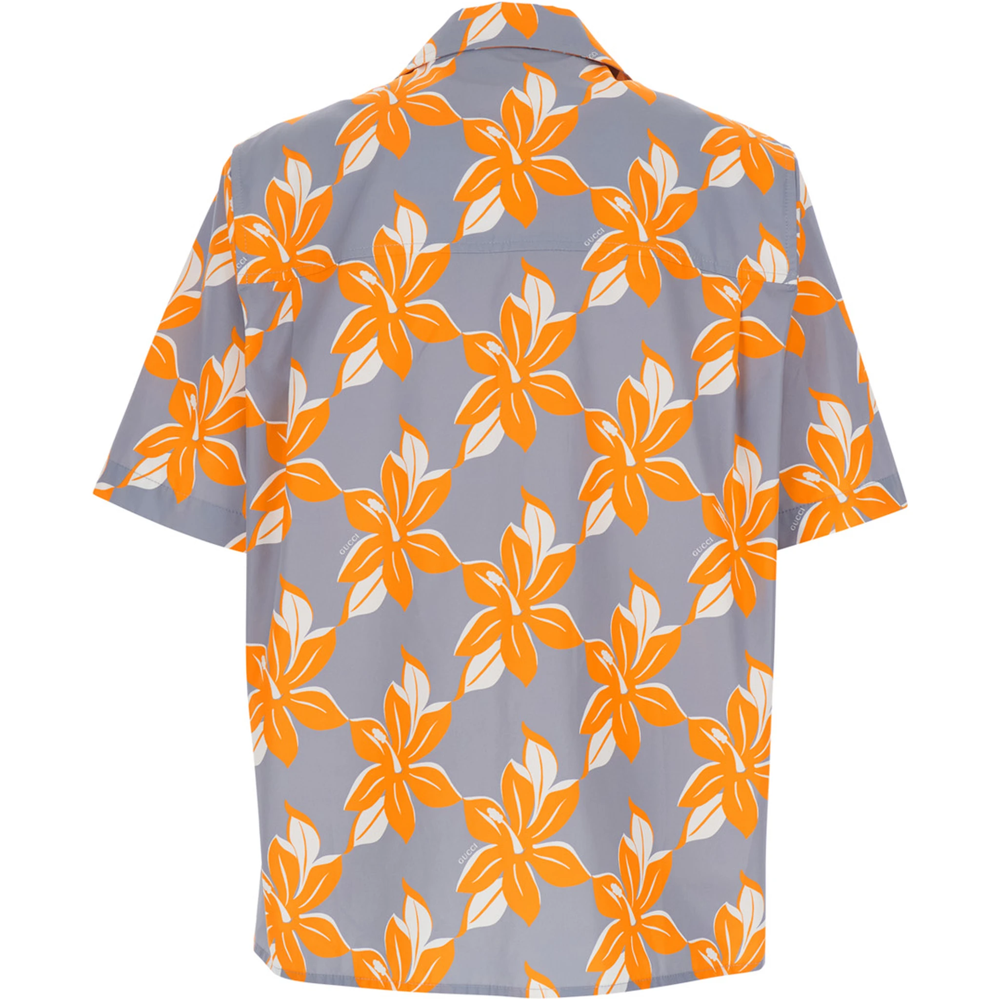 قميص بولينغ متعدد الألوان بياقة كوبية وطبعة زهور كاملة من القطن للرجال