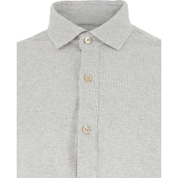 Grey Shirt with Classic Collar in Cotton Man