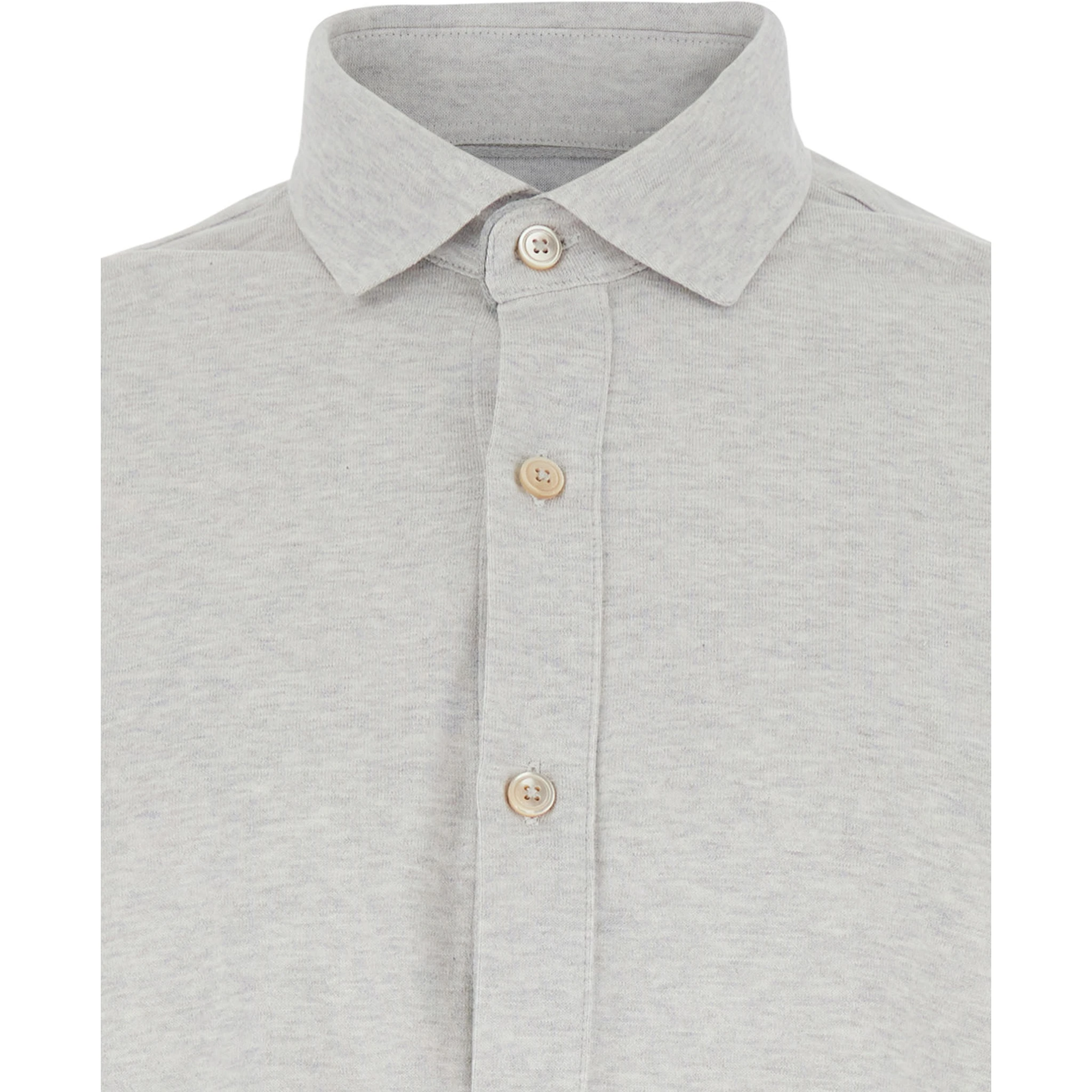 Grey Shirt with Classic Collar in Cotton Man