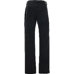 Black Five Pocket Jeans with Logo Patch on the Back in Denim Man