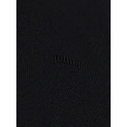 Black T-shirt with Tone-on-Tone Logo Embroidered on the Front in Cotton Man