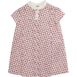 Multicolor Dress with Peter Pan Collar and All-Over Micro Horsebit Print in Cotton Baby