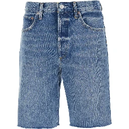 Blue Five-Pocket Shorts with Button Closure in Denim Woman