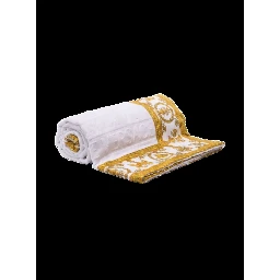 White Towel with Baroque Print Lining in Terry Cotton Home