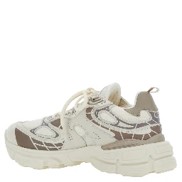 Sphere Trip Running Beige Sneakers with Chunky Sole and Logo on Tongue in Leather and Fabric Blend Woman