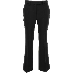 Black Cady Low Waist Flared Pants in Stretch Fabric Woman