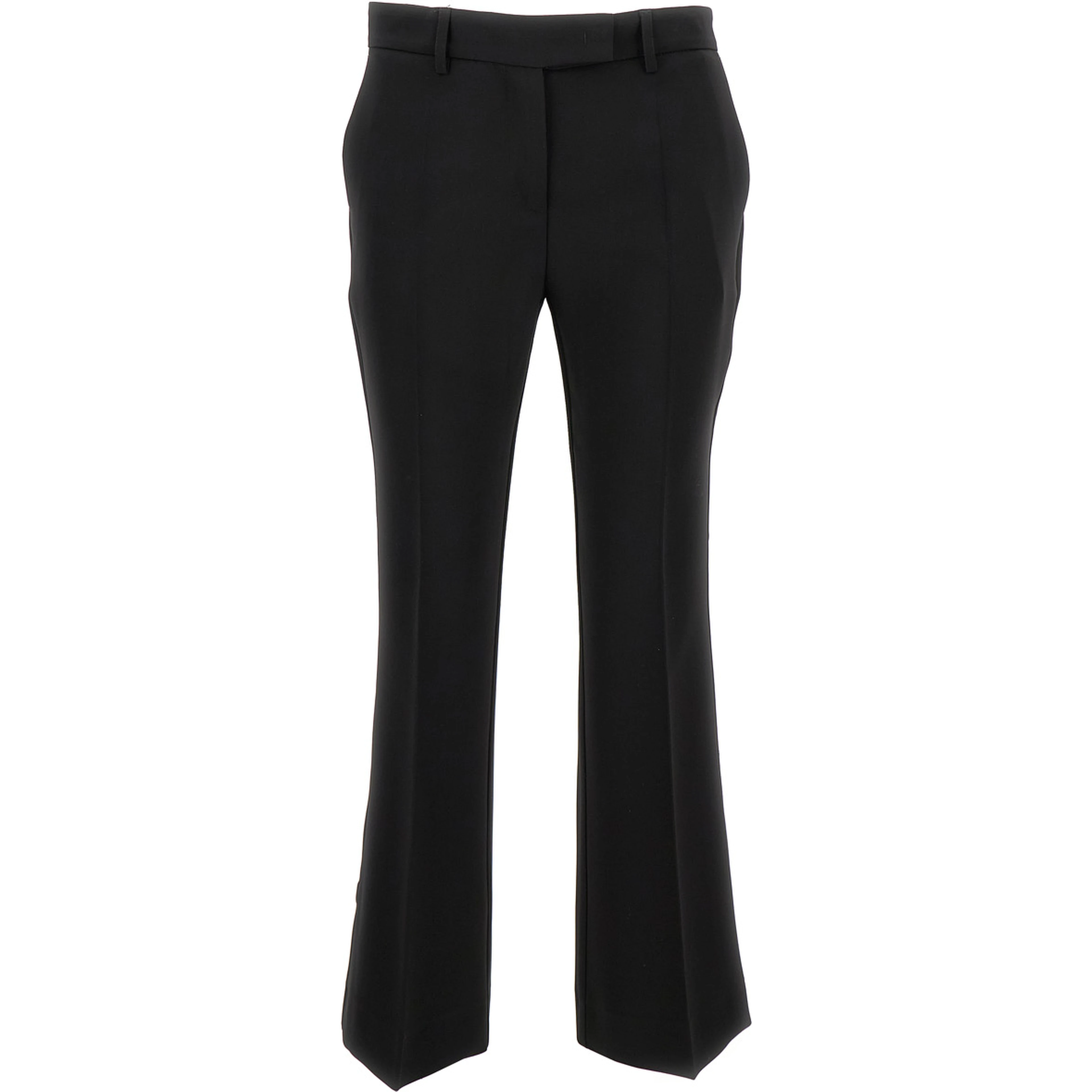 Black Cady Low Waist Flared Pants in Stretch Fabric Woman