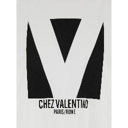 Chez White Crewneck T-Shirt with Maxi Logo Print on the Front in Cotton Man