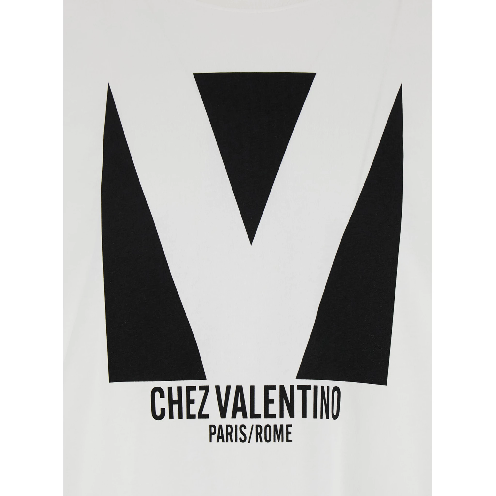 Chez White Crewneck T-Shirt with Maxi Logo Print on the Front in Cotton Man