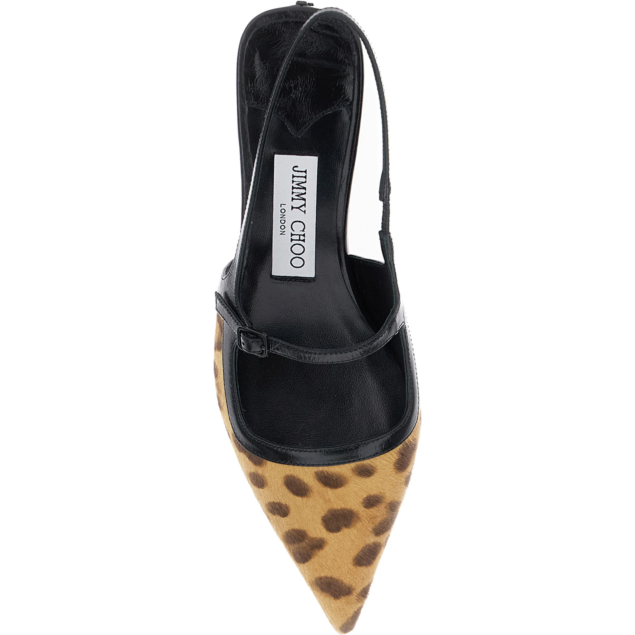 Didi Brown Slingback Pumps with Leopard Motif and Sculpted Heel in Leather Woman