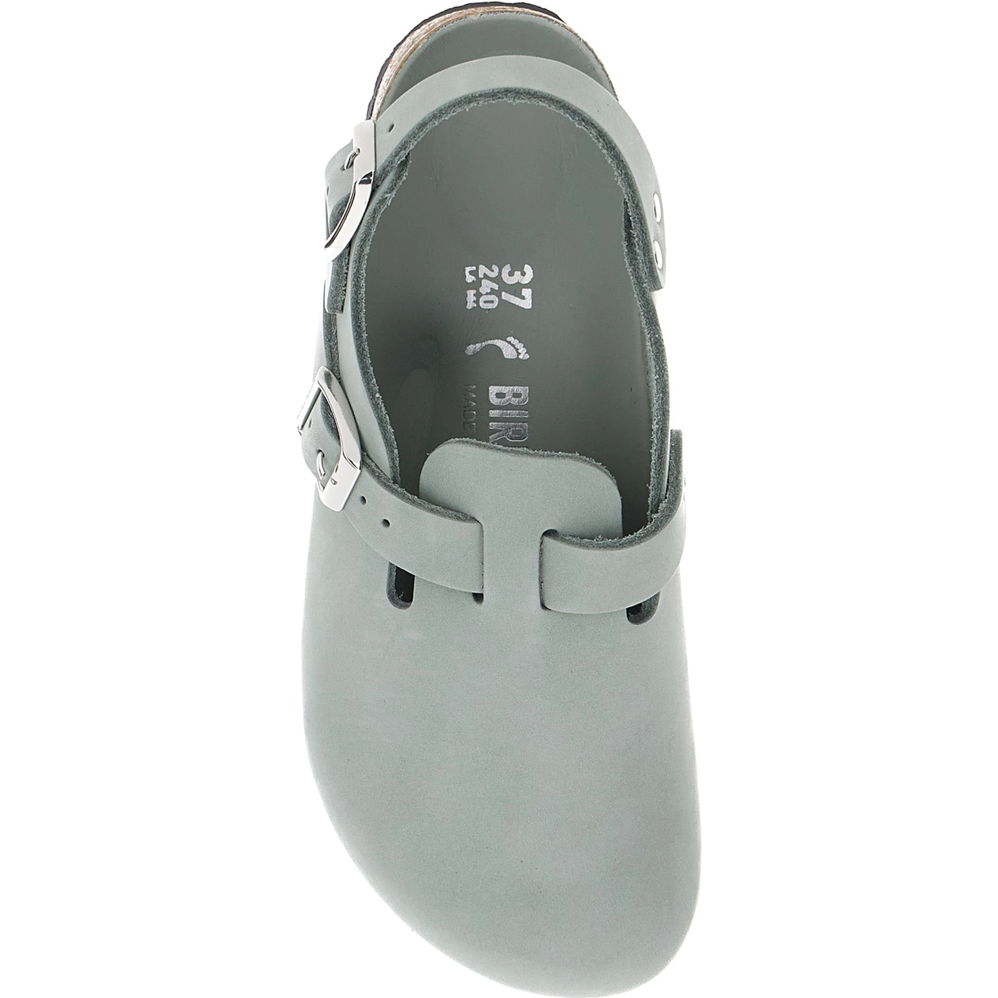 Tokio Light Blue Mules with Buckles on the Front and Back in Leather Woman