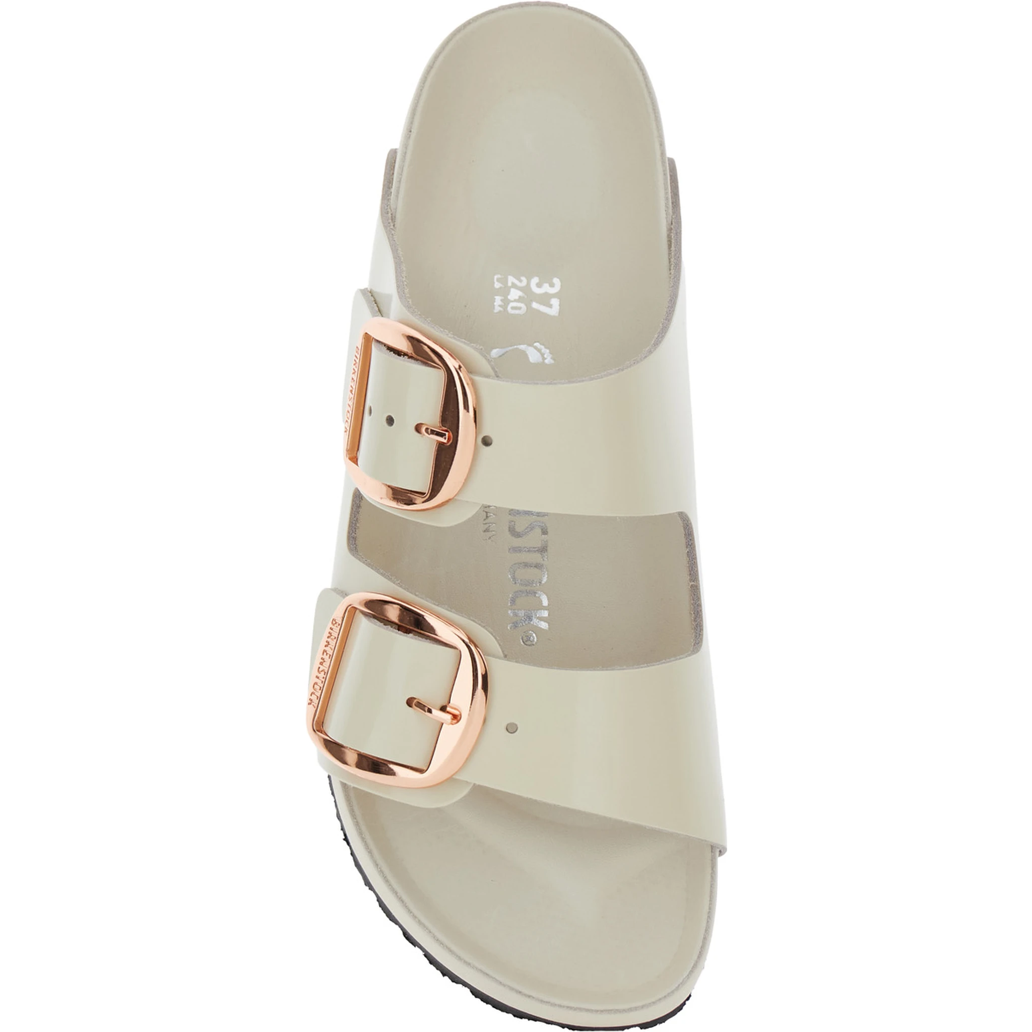 Arizona White Sandals with Embossed Logo on the Buckle and Open Toe in Leather Woman