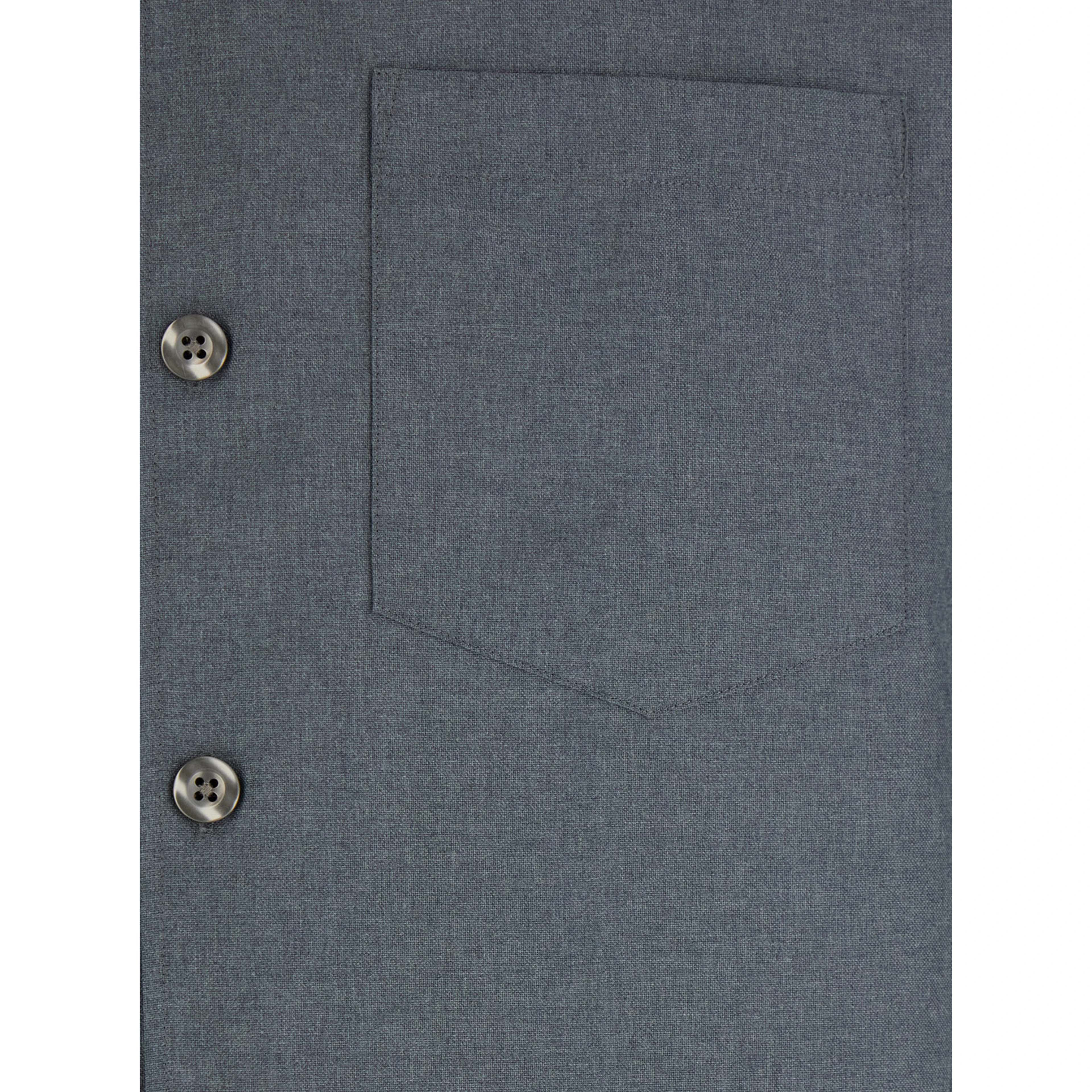 Grey Shirt with Classic Collar in Virgin Wool Blend Man