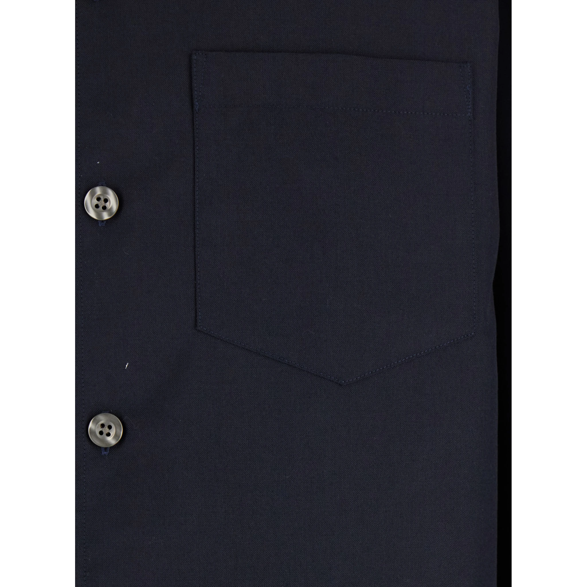 Blue Shirt with Classic Collar in Virgin Wool Blend Man