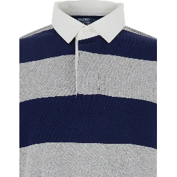 "Big Fit" Multicolor Polo Shirt with Classic Collar and All-Over Striped Motif in Cotton Man
