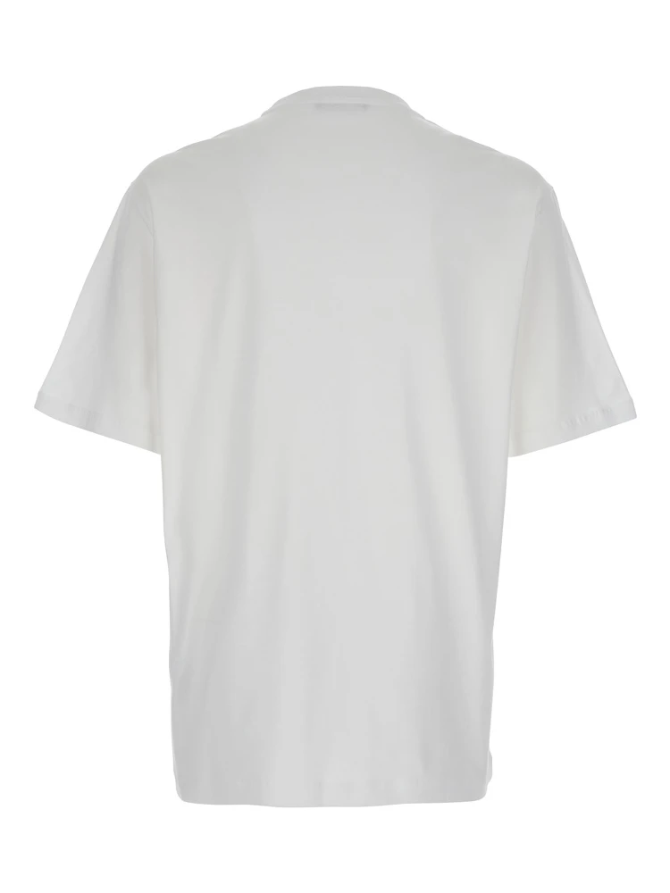 White T-Shirt with Medusa Head Logo Print on the Front in Cotton Man alternative
