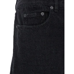 Black Five Pocket Jeans with Logo Patch on the Back in Denim Man