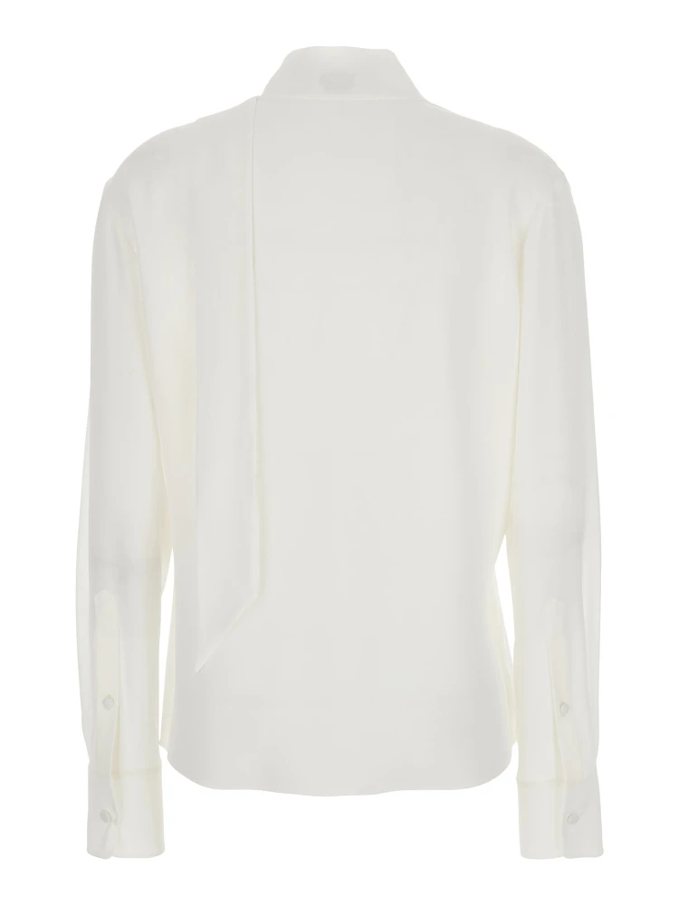 White Blouse with Scarf Detail on the Front in Silk Woman alternative