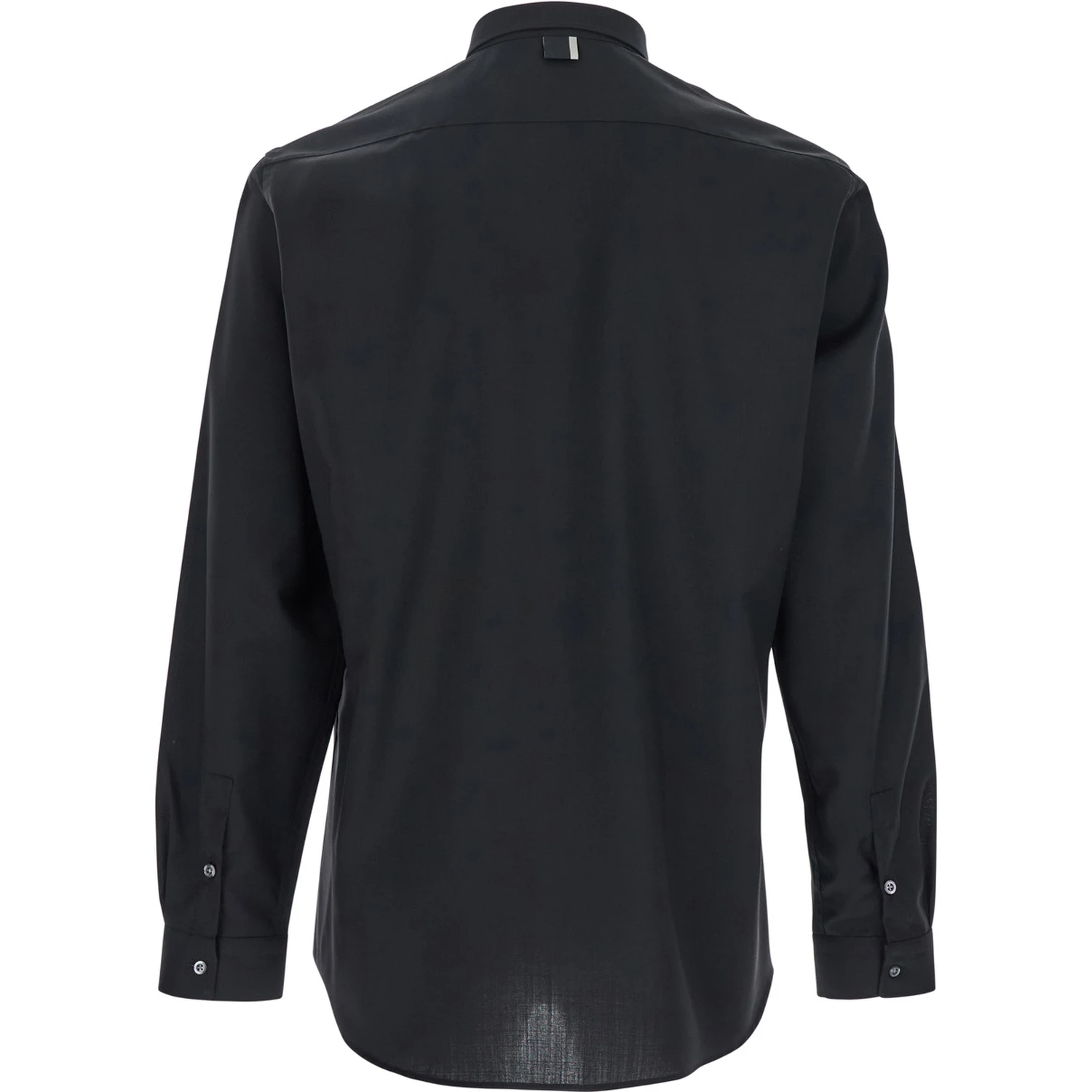 Black Shirt with Classic Collar and Button Closure in Fabric Man