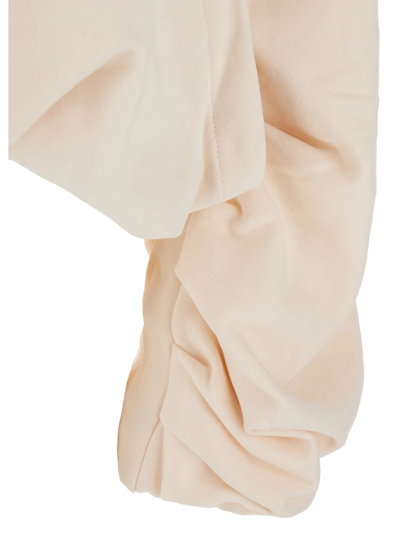 White Hoodie with Puffed Sleeve in Cotton Woman