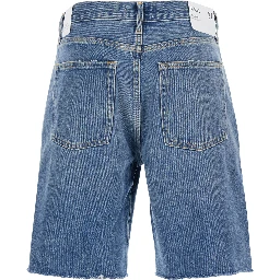 Blue Five-Pocket Shorts with Button Closure in Denim Woman