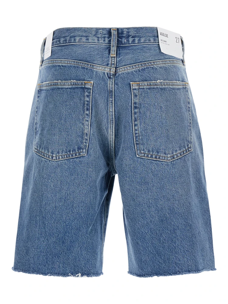 Blue Five-Pocket Shorts with Button Closure in Denim Woman alternative