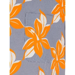 قميص بولينغ متعدد الألوان بياقة كوبية وطبعة زهور كاملة من القطن للرجال