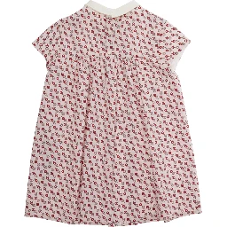 Multicolor Dress with Peter Pan Collar and All-Over Micro Horsebit Print in Cotton Baby