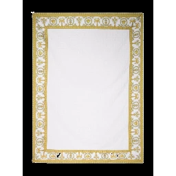 White Towel with Baroque Print Lining in Terry Cotton Home