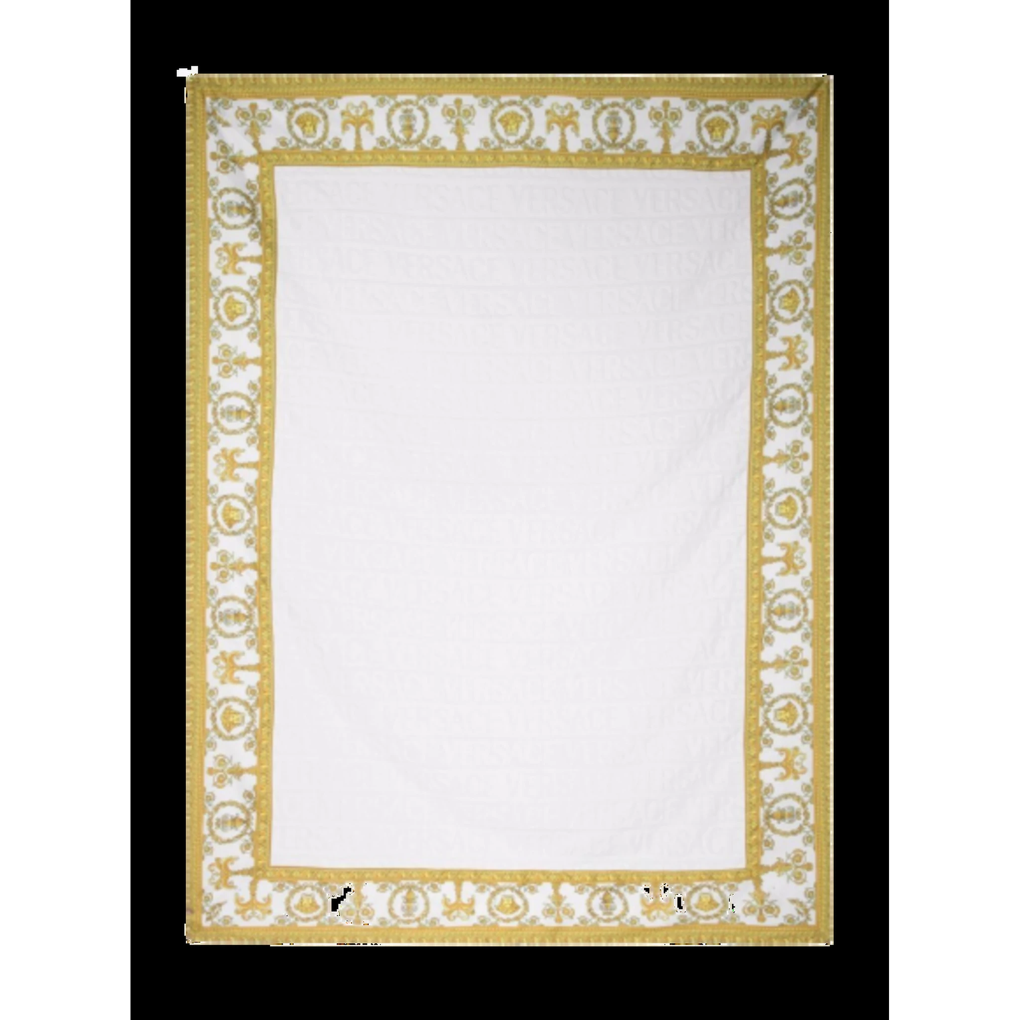 White Towel with Baroque Print Lining in Terry Cotton Home