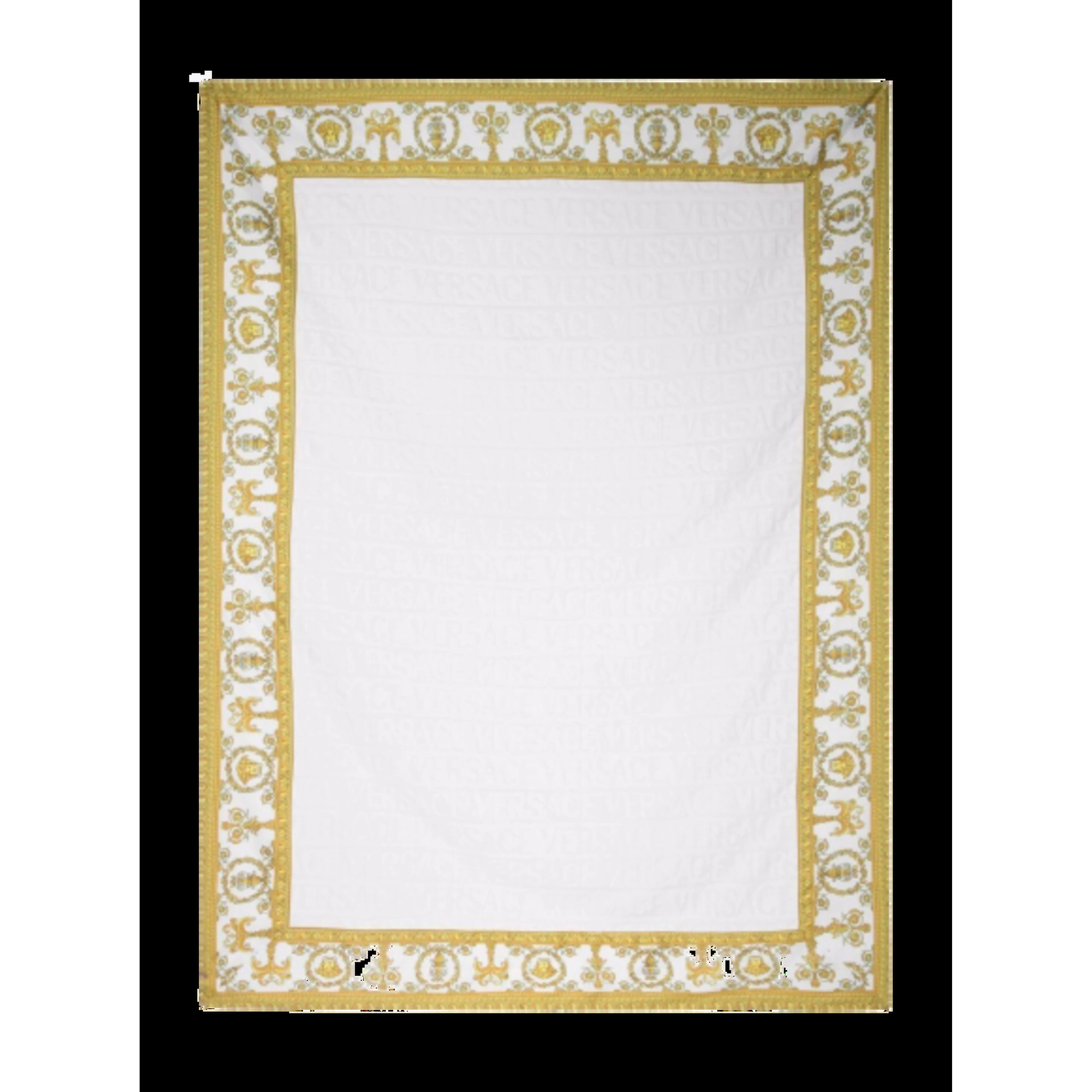 White Towel with Baroque Print Lining in Terry Cotton Home