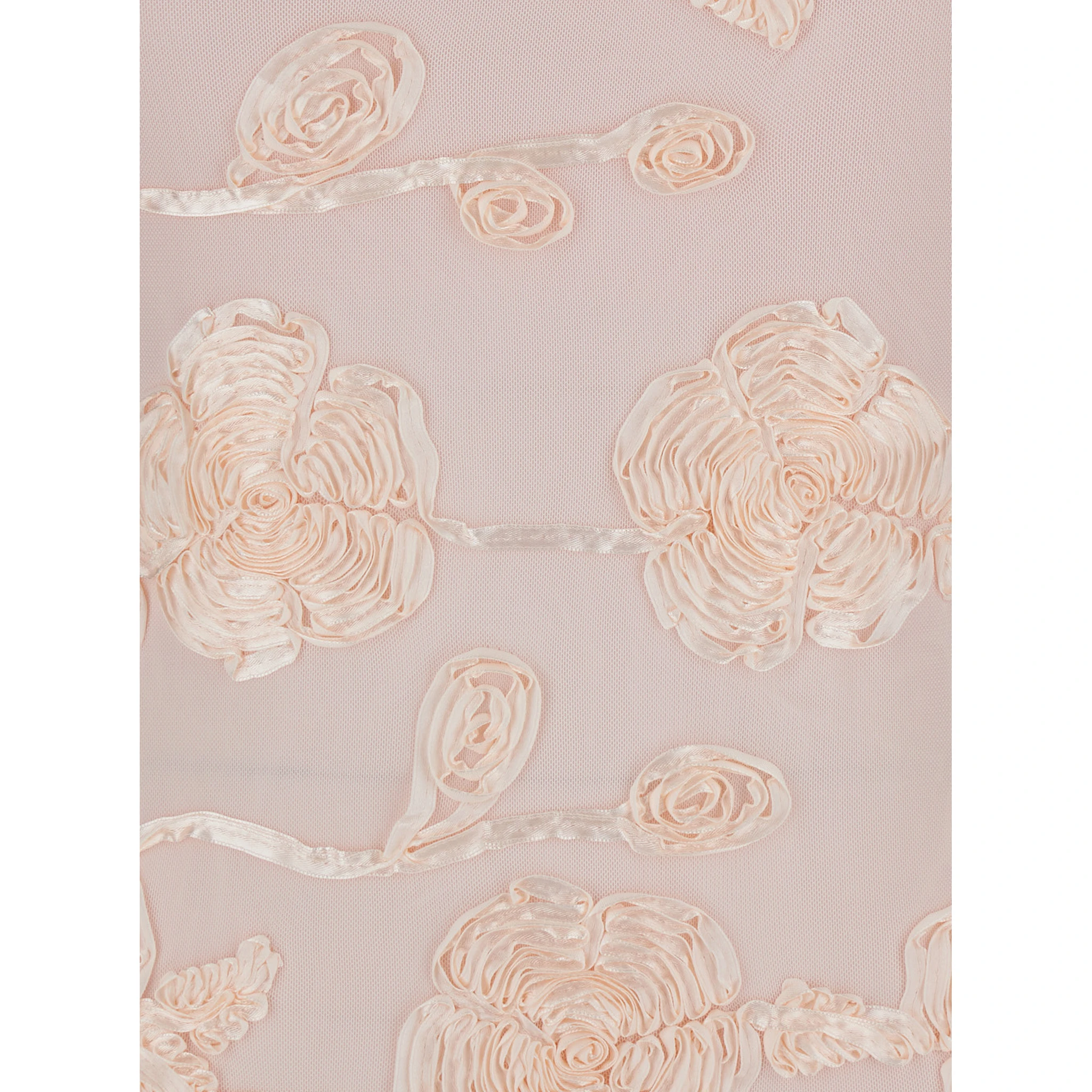 Pink Off-Shoulder Sleeveless Long Dress with All-Over Floral Embroidey and Rear Single Slit in Tech Fabric Stretch Woman