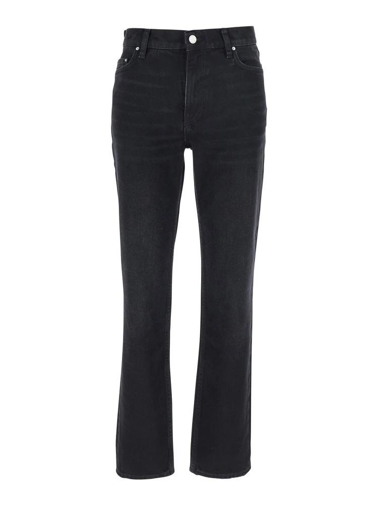 Black Flared Jeans with High Waist and Patch Logo on the Rear in Denim Woman