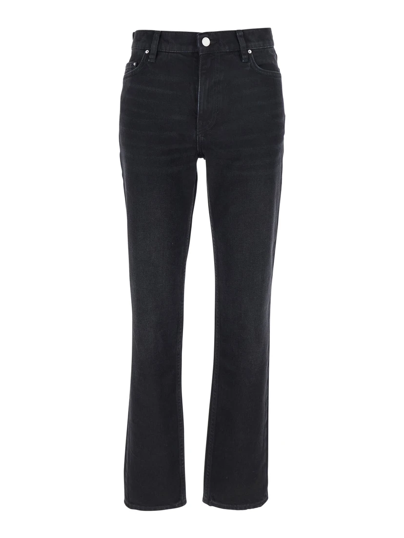 Black Flared Jeans with High Waist and Patch Logo on the Rear in Denim Woman