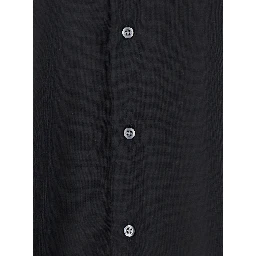 Black Shirt with Classic Collar and Button Closure in Fabric Man