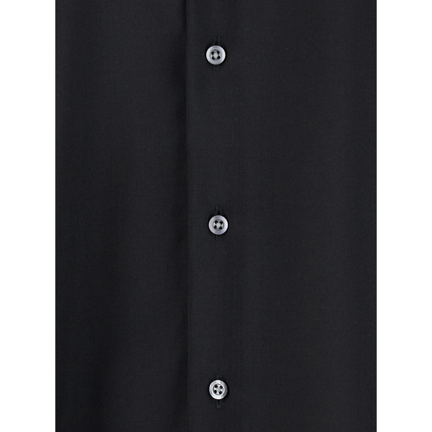 Black Shirt with Classic Collar and Button Closure in Fabric Man