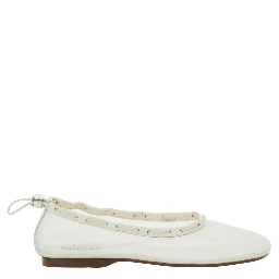 Gill White Ballerinas with Semi-Transparent Mesh Design and Adjustable Drawstring in Tech Fabric Woman
