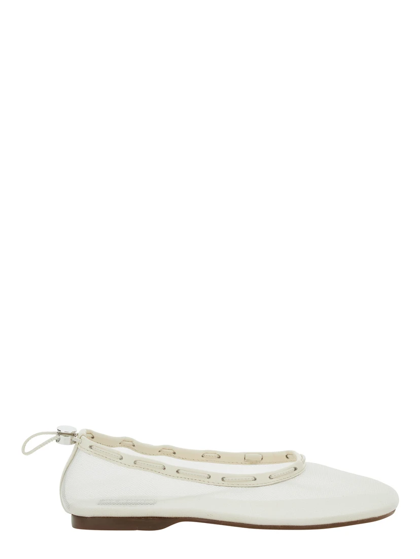 Gill White Ballerinas with Semi-Transparent Mesh Design and Adjustable Drawstring in Tech Fabric Woman