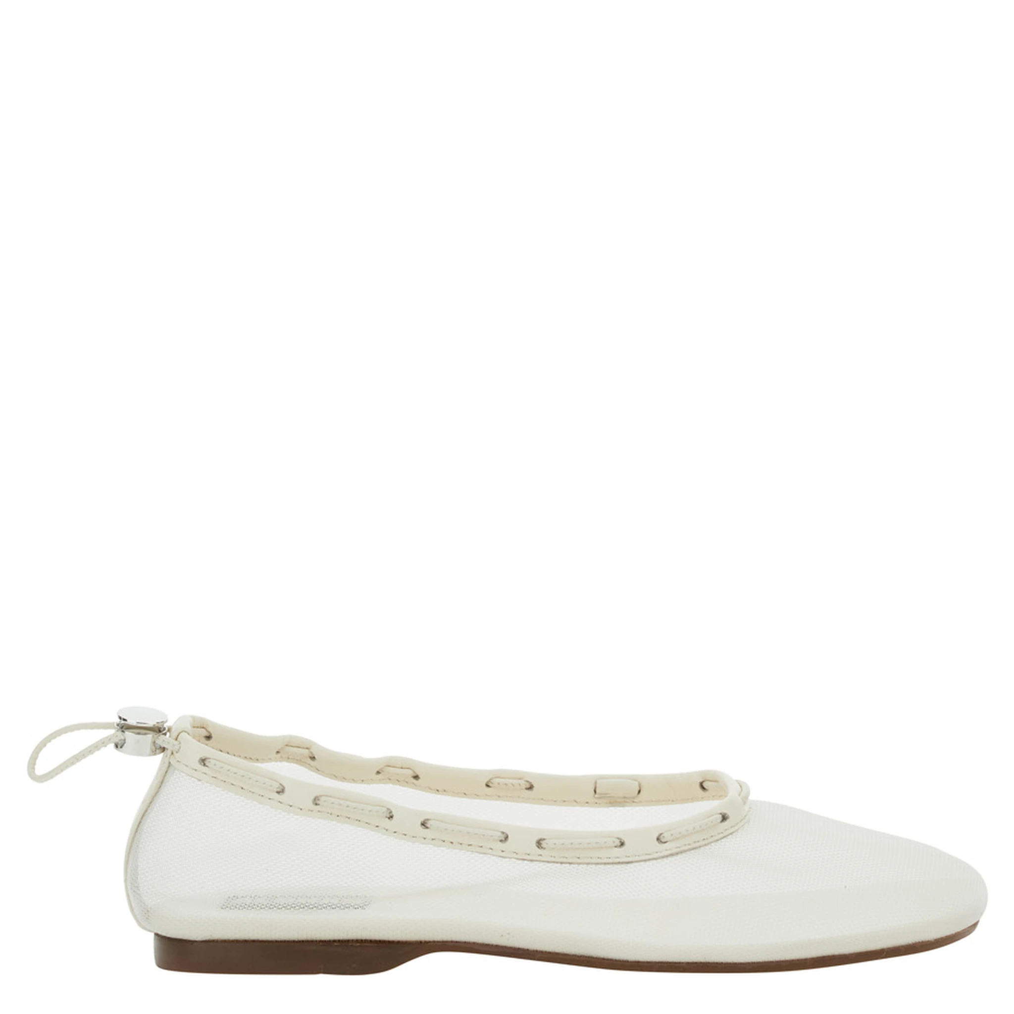 Gill White Ballerinas with Semi-Transparent Mesh Design and Adjustable Drawstring in Tech Fabric Woman