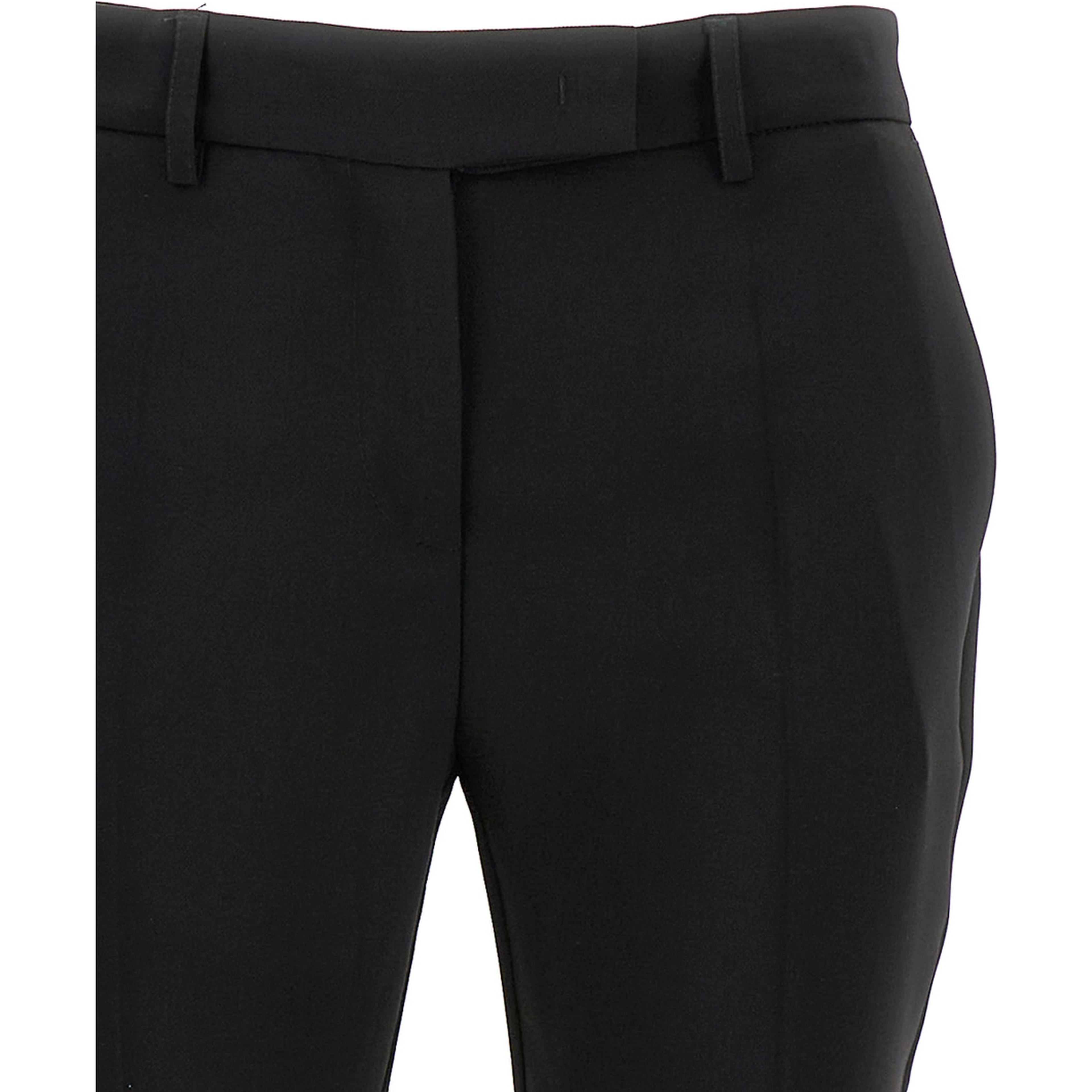 Black Cady Low Waist Flared Pants in Stretch Fabric Woman