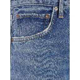 Blue Five-Pocket Shorts with Button Closure in Denim Woman