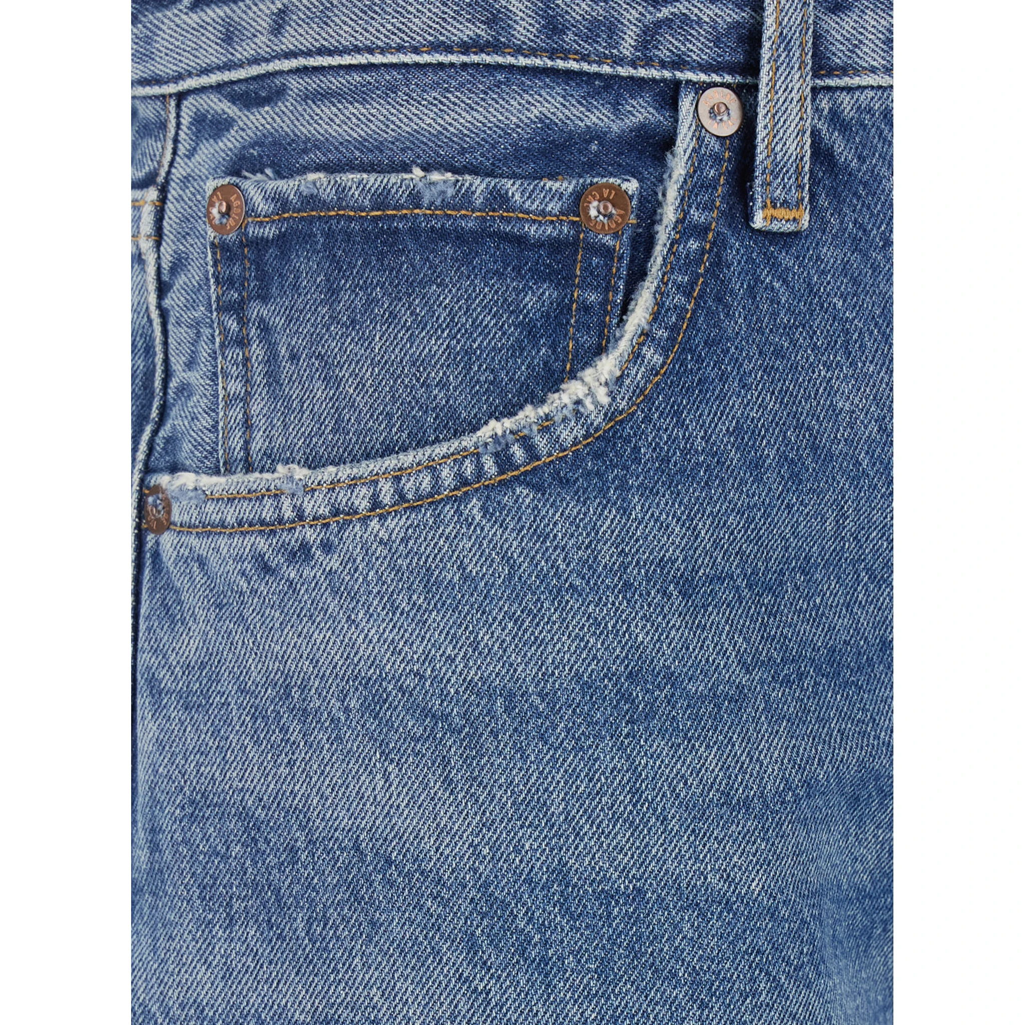 Blue Five-Pocket Shorts with Button Closure in Denim Woman