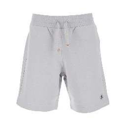 Cairo Grey Shorts with Drawstring Waist and Logo Patch on the Front in Cotton Blend Man